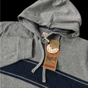 Faherty Legend Sweater Hoodie Grey Surf Stripe Size 2XL $148